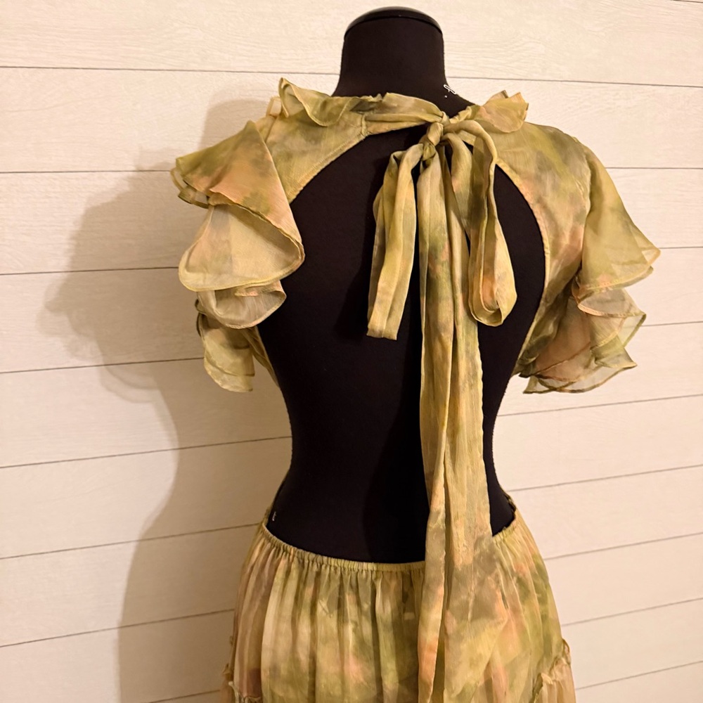 MISA Los Angeles Lana Dress in Chartreuse Abstract - Picture 3 of 9